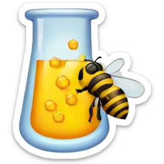 chemistry beaker with honey and bees sticker