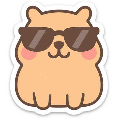 Add cool sunglasses to the funny capybara, keep the style consistent with the original images, and maintain no background (transparent). sticker