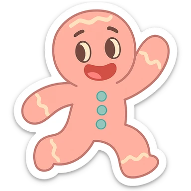 pastel toon style pink gingerbread man sticker