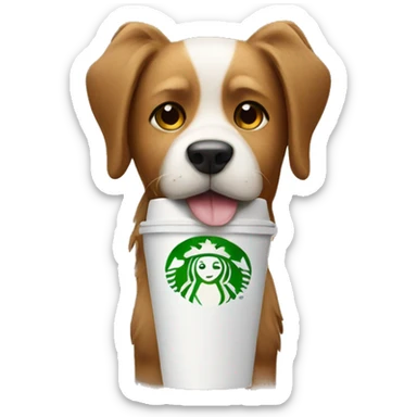 Dog with Starbucks cup sticker