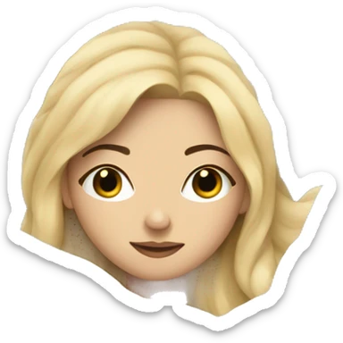 pastel blue blonde girl covered in blankets and lying on a pillow sticker