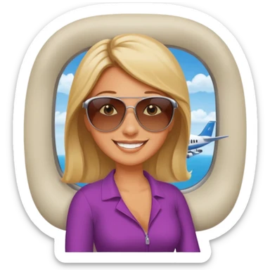 woman using travel pillow in plane sticker