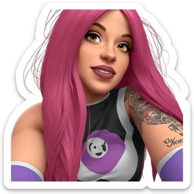 pink haired girl with tattoos sticker