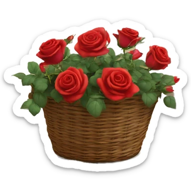 basket with courtyard and  red roses  sticker