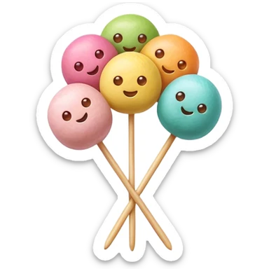 Dango Cinematic Realistic Dango Dessert Emoji, depicted as a skewer holding three colorful rice dumpling balls in different hues, rendered with delicate textures and soft, inviting lighting. sticker