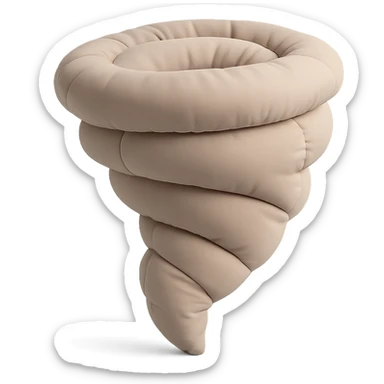 tornado in cushion style, soft plush look, swirling shape sticker