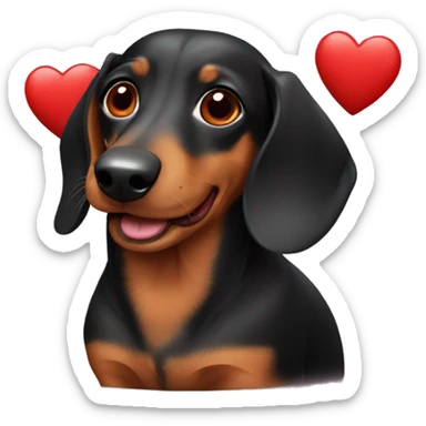 dachshund with a red heart sticker