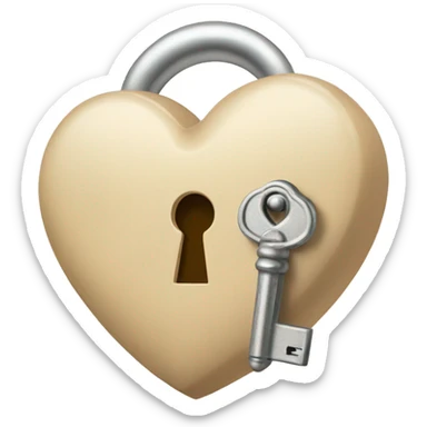 beige heart-shaped lock and key sticker