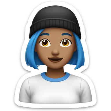 Girl with short blue hair and black beanie sticker