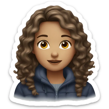 A girl with wavy brown hair and hazel eyes in winter time  sticker
