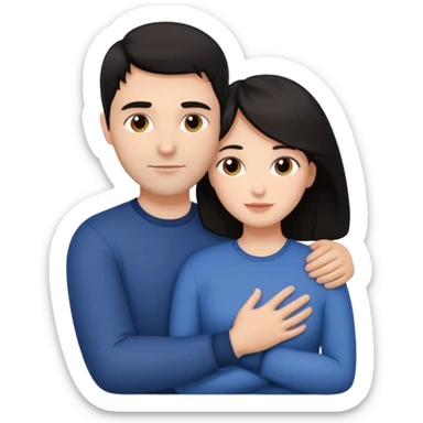 dark haired man hugging dark haired woman sticker