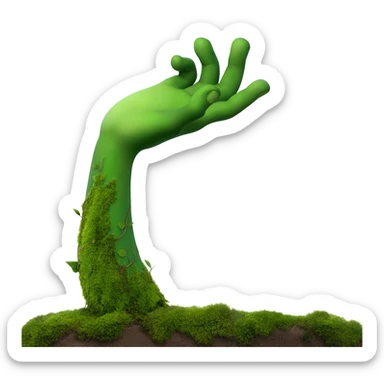green arm reaching of ground sticker