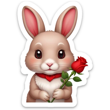 Cute rabit holding rose sticker