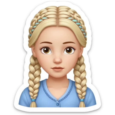 white girl with long braids hairstyle with baby hair, detailed braids, soft edges, realistic baby hair styling on forehead, clean look, keep same face, same clothes, same background sticker
