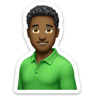 strong guy wearing apple green polo shir sticker