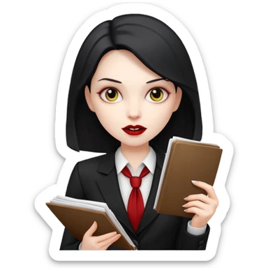 Woman vampire in a blazer holding papers sticker
