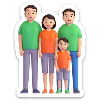 caucasian family with father mother and young son standing together happily sticker