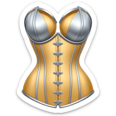 A luxury corset emoji made of silver chrome, smooth metallic curves, minimal fashion silhouette, glossy reflections, sensual high-end aesthetic, iOS emoji style, centered, clean white background sticker