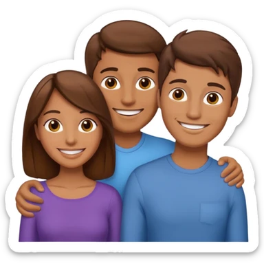 Un trouple : deux hommes  et une femme qui sont amoureux  , ils sont tous blanc et brun  sticker