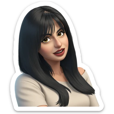 black haired girl gazing sticker