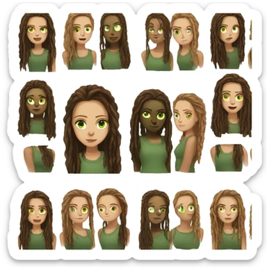 Effy Stonem, portrait, caramel dread-locks, green eyes  sticker