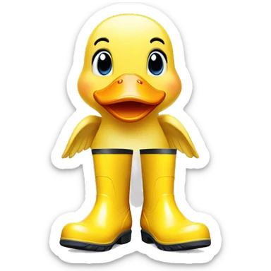 Yellow cute duck with rainboots sticker