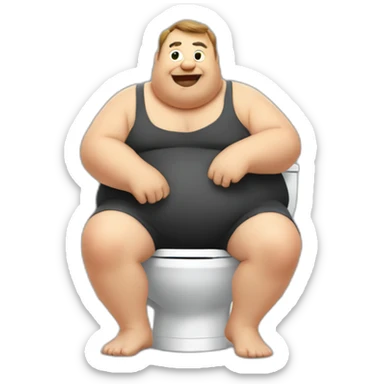 fat man sit on toilet sticker