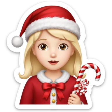 Little Girl with candy canes celebrating Christmas sticker