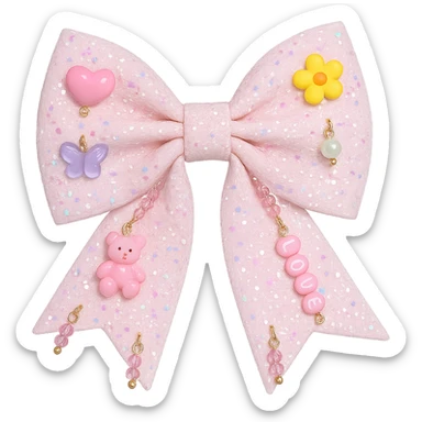 kpop bow with tiny charms and beads, cute and trendy, remove background sticker