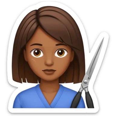 mujer cortando el pelo mechones sticker