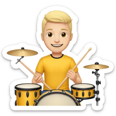 yellow drummer at drum kit sticker