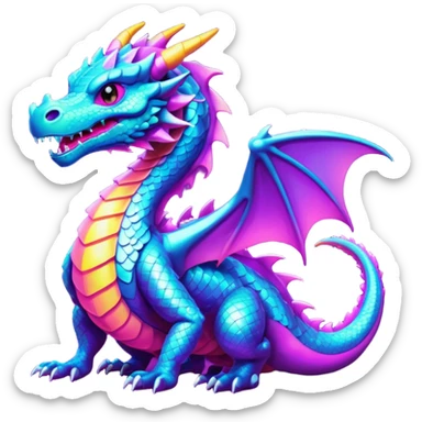 synthwave dragon metalic sticker