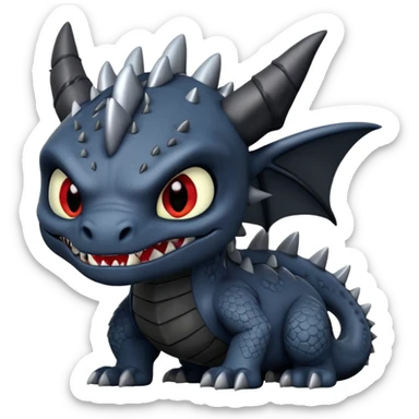 Un dragón furia nocturna mirando de frente animado que se vea malo  sticker