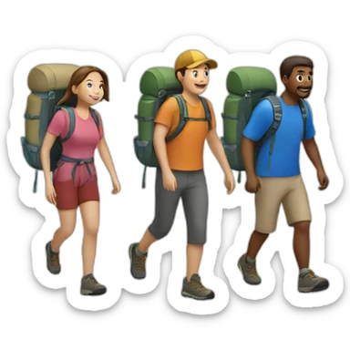 Three people hiking sticker