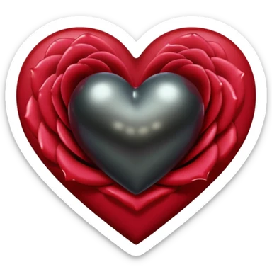 heart with a dark rose and black pearl sticker