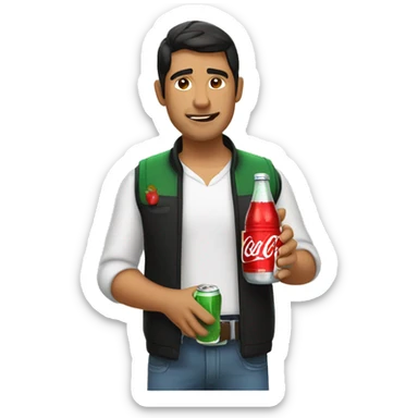 Mexican guy holding mexican coke  sticker