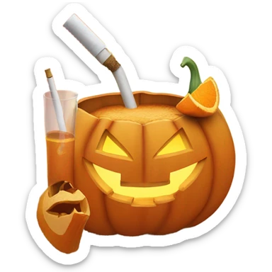 jack-o’-lantern drinking orange juice and smoking cigarette watching sunset  sticker