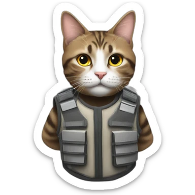 a cat in a bulletproof vest sticker