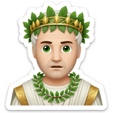 evil ancient greek king with toga wreath of leaves on head sticker