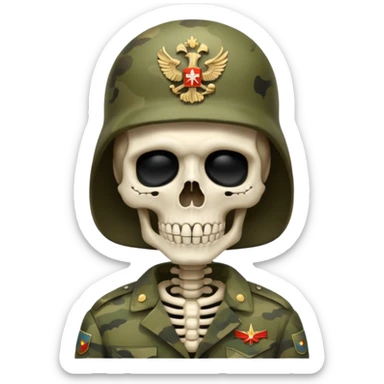 generate a realistic skeleton in Russian military camouflage sticker