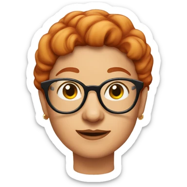 Grandma emoji, wearing cat-eye shaped rim glasses and red hair sticker