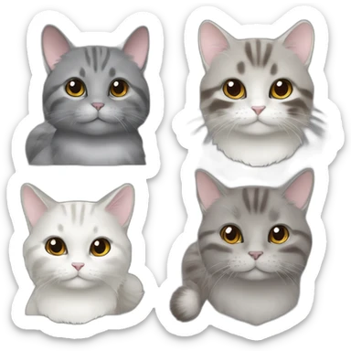 one cat Chinchilla full brown long hair with one cat gray short hair sticker