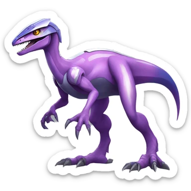 Futuristic Shiny Velociraptor-Genesect-Fakémon-Pokémon with a visor helmet Full Body sticker