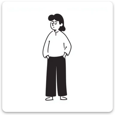 Hand-drawn figure in casual clothing, standing pose sticker