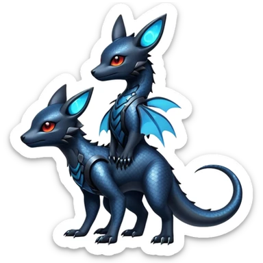 Shiny Dark Cute Majestic Sophisticated Modern Gothic Gloomy Futuristic Scaly Cyber-Salandit-Umbreon-Litten-Hybrid (Full body) sticker