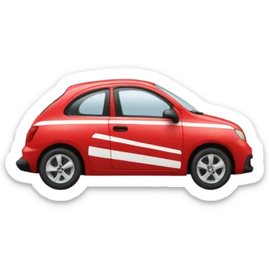 a red car with black and white stri sticker