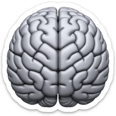 emoji icon of a brain with details of the brain structure and in detailed 3d rendring sticker