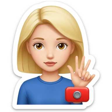 girl pushing a button  sticker