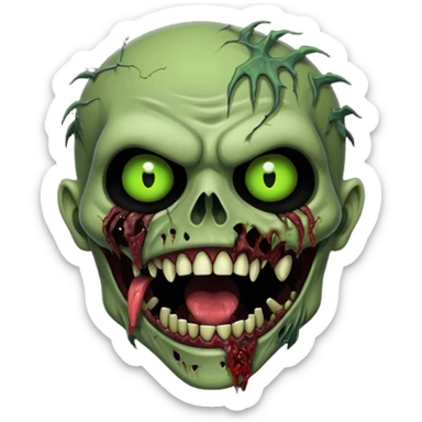 Rotting zombie, open mouth with fangs, horror textures, dark style, no background






 sticker