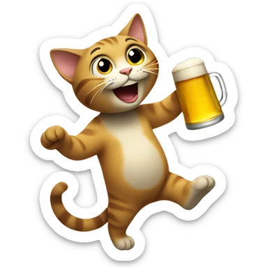 Cat dancing with Beer sticker